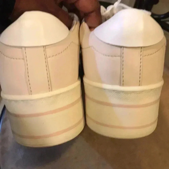 Zara Basic Collection Off white Lace up Sneakers Chunky Heel Pink Stripes-40 - Picture 8 of 10